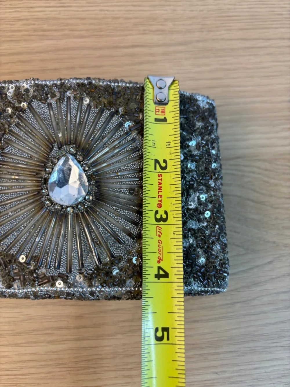 Silver Sequin/Glass Beaded Trinket Box‎